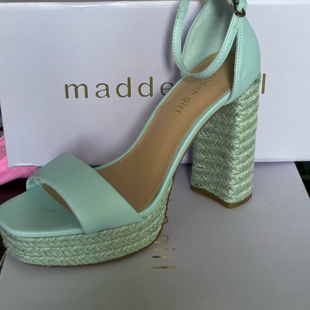 Madden Girl Mint Braided Platform Heel Sandal